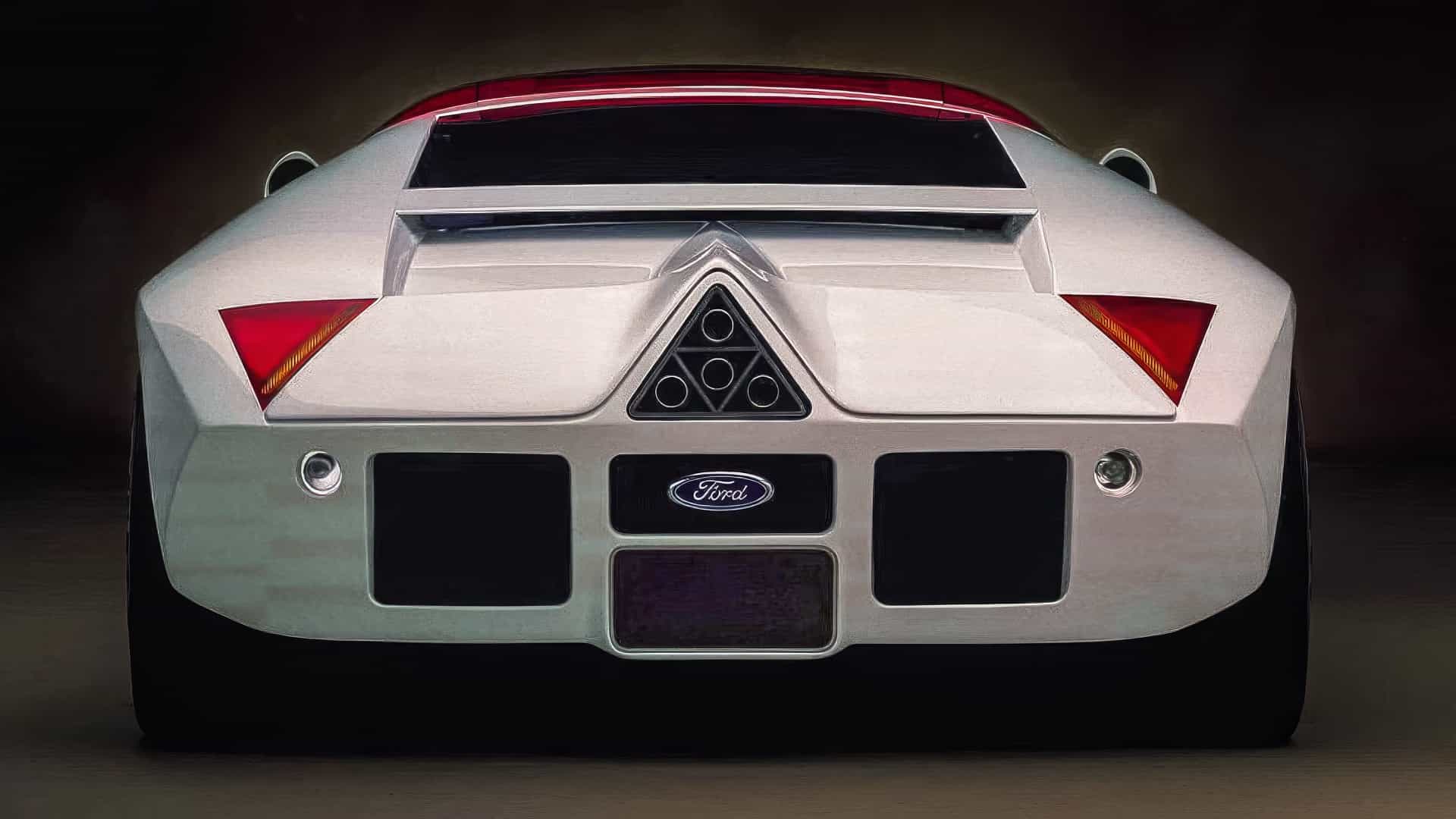 Минималистичные треугольные задние фонари у Ford GT90